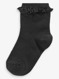 Black 2 Pack Cotton Rich Ruffle Ankle Socks