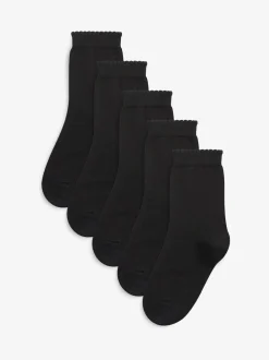 Black 5 Pack Cotton Rich School Ankle Socks