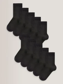 Black 10 Pack Cotton Rich School Ankle Socks
