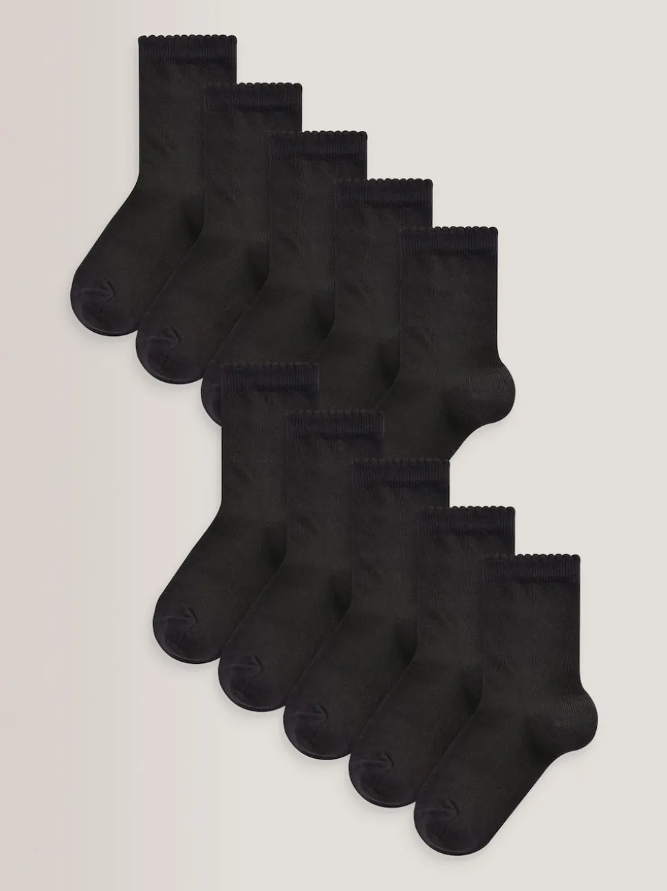 Black 10 Pack Cotton Rich School Ankle Socks