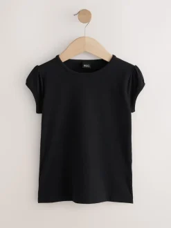 Black 2 Pack Puff Sleeve T-Shirts (3-16yrs)