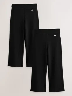Black 2 Pack Pull-On Cotton Rich Stretch Boot Cut School Trousers (3-17yrs)