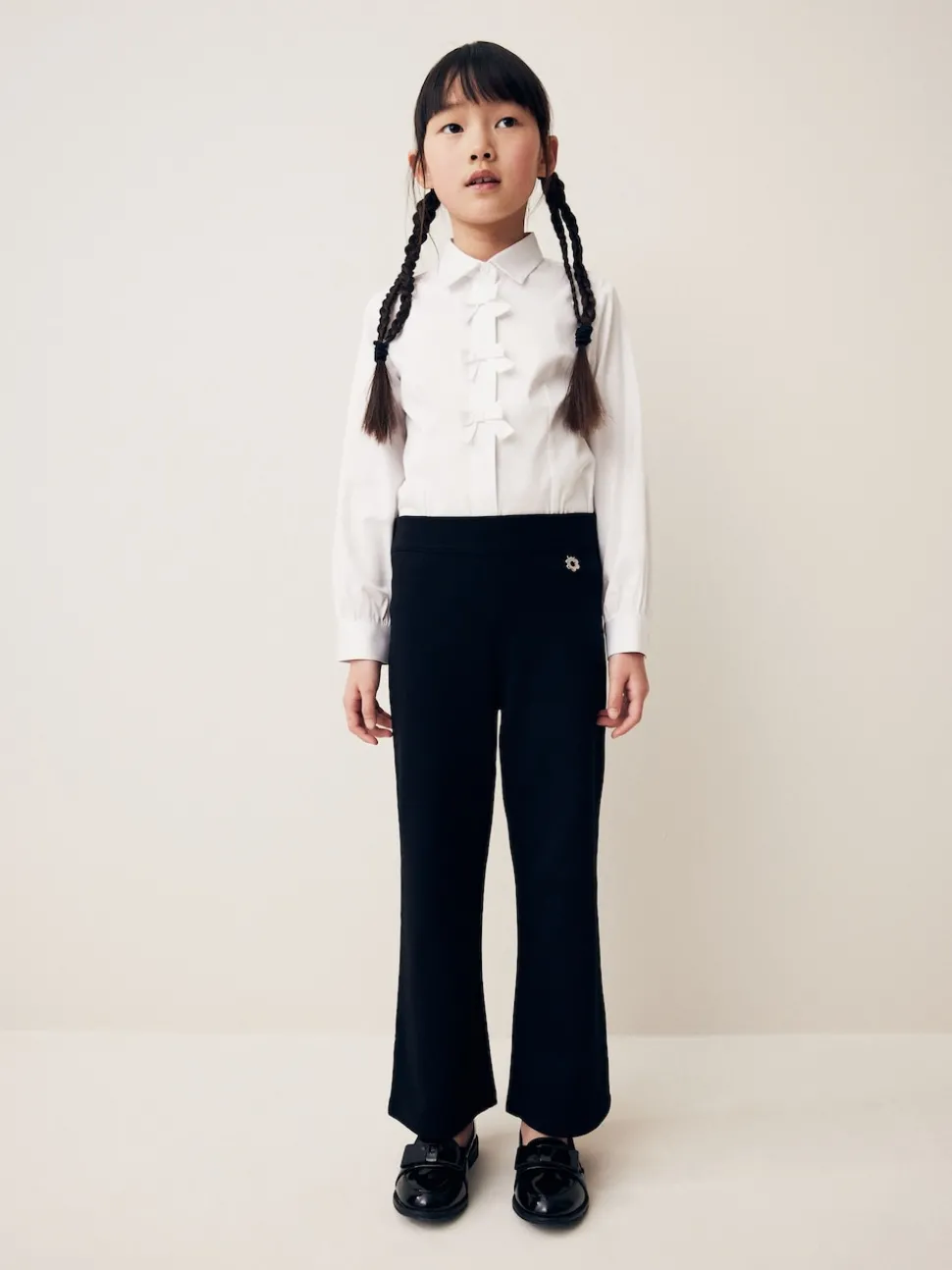 Black 2 Pack Pull-On Cotton Rich Stretch Boot Cut School Trousers (3-17yrs)