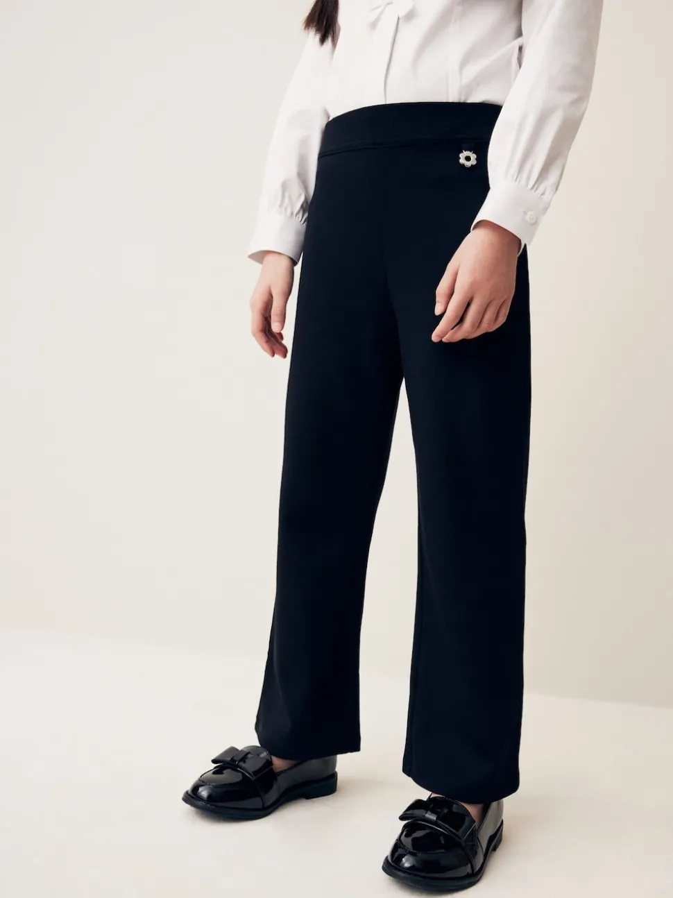 Black 2 Pack Pull-On Cotton Rich Stretch Boot Cut School Trousers (3-17yrs)