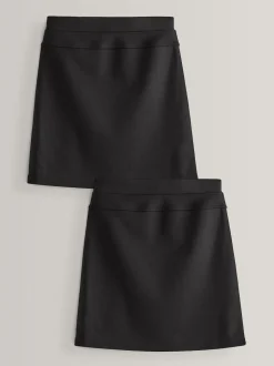 Black 2 Pack Pull-On Jersey Stretch School Pencil Skirts (3-17yrs)