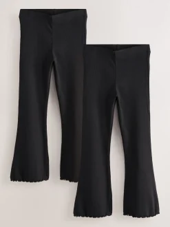 Black 2 Pack Rib Flare Leggings (3-16yrs)