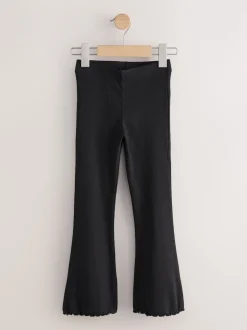 Black 2 Pack Rib Flare Leggings (3-16yrs)
