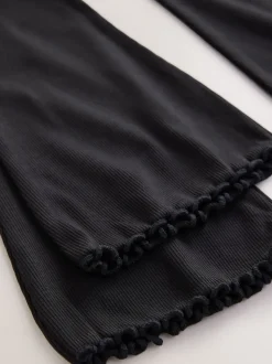 Black 2 Pack Rib Flare Leggings (3-16yrs)