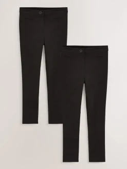 Black 2 Pack Skinny Stretch School Trousers (3-17yrs)