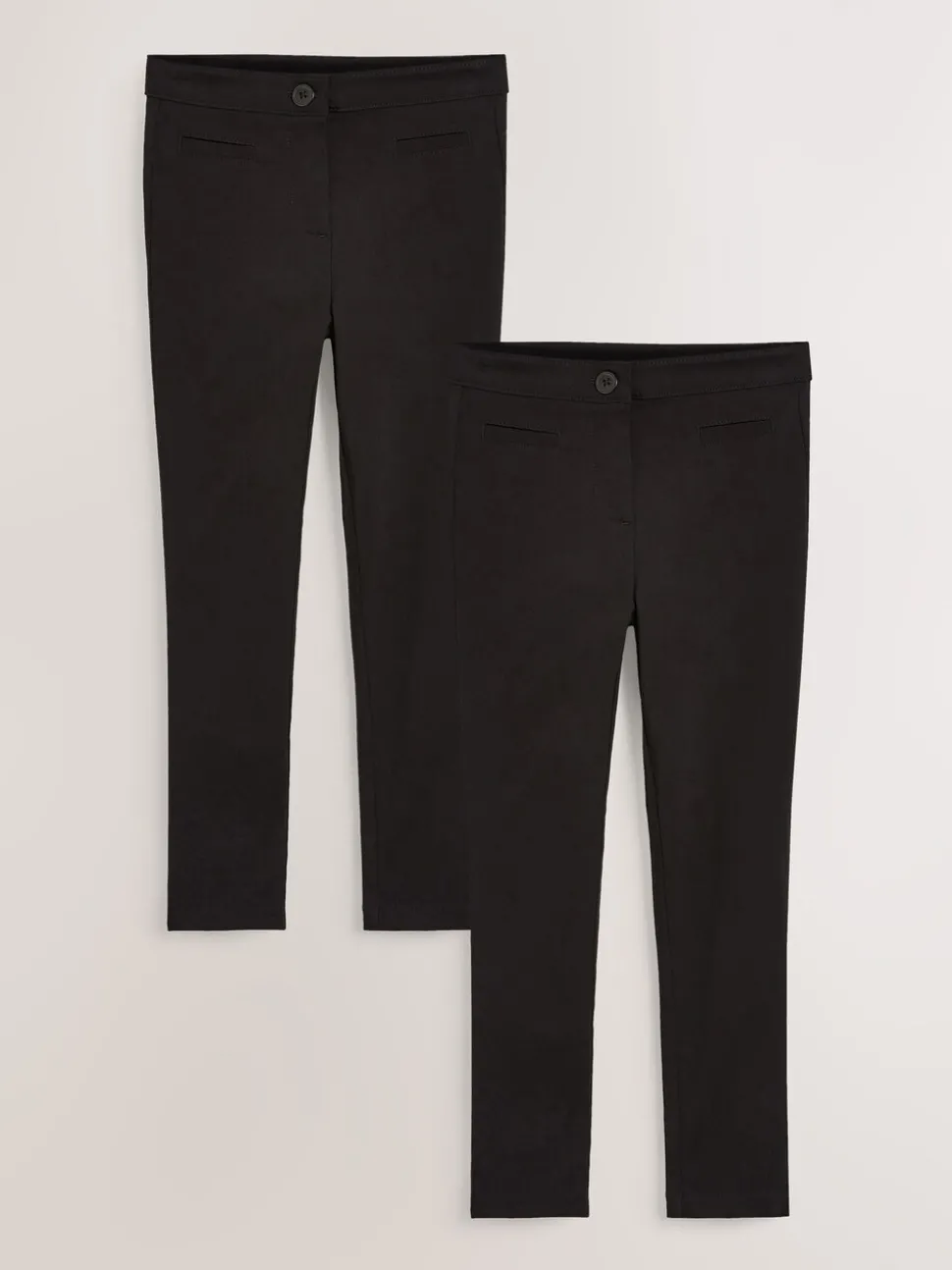 Black 2 Pack Skinny Stretch School Trousers (3-17yrs)