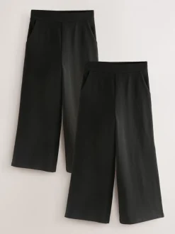 Black 2 Pack Wide Leg Jersey Trousers (3-16yrs)