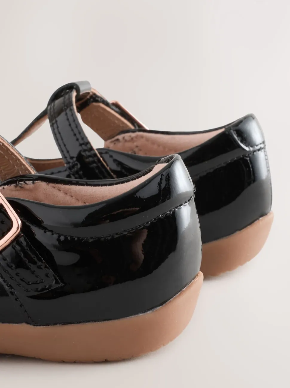 Black Patent Leather Wide Fit (G) First Walker T-Bar Touch Fastening Shoes