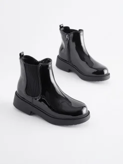 Black Patent Standard Fit (F) Chelsea Ankle Boots