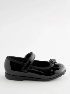 Black Patent Standard Fit (F) School Leather Bow Mary Jane Shoes