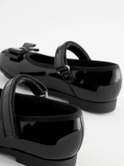 Black Patent Standard Fit (F) School Leather Bow Mary Jane Shoes