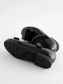 Black Patent Standard Fit (F) School Leather Bow Mary Jane Shoes