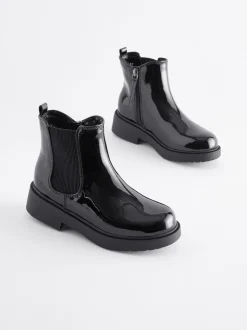 Black Patent Wide Fit (G) Chelsea Ankle Boots