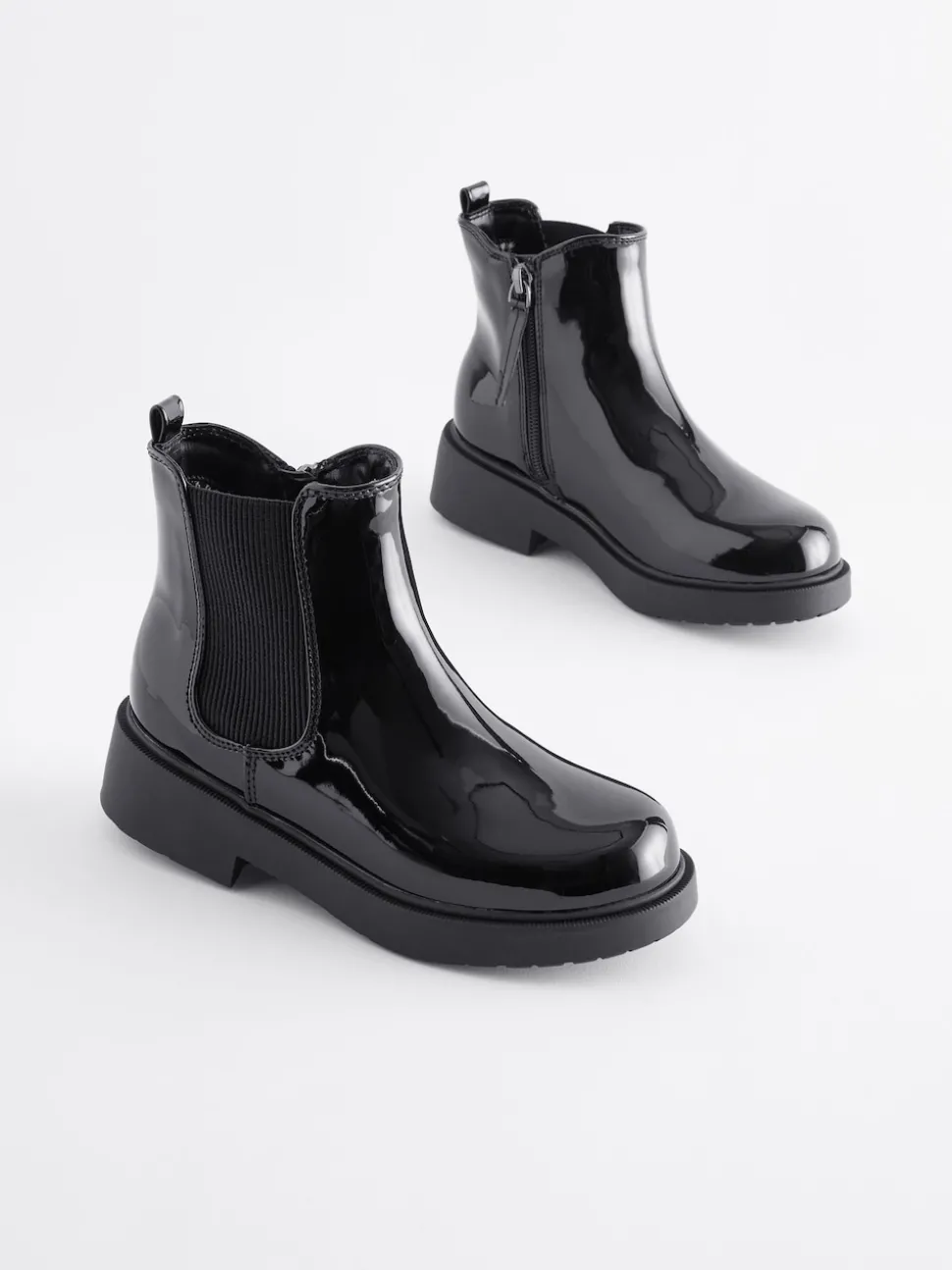 Black Patent Wide Fit (G) Chelsea Ankle Boots