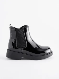Black Patent Wide Fit (G) Chelsea Ankle Boots