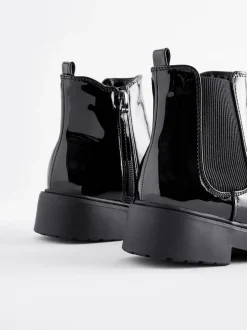 Black Patent Wide Fit (G) Chelsea Ankle Boots