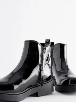 Black Patent Wide Fit (G) Chelsea Ankle Boots