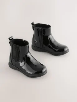 Black Patent Wide Fit (G) Leather Chelsea Ankle Boots