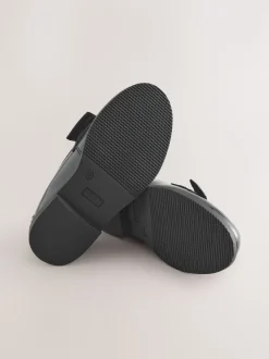 Black Patent Wide Fit (G) Leather Bow Loafer School Shoes