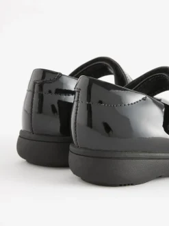 Black Patent Wide Fit (G) School Junior Butterfly Mary Jane Shoes