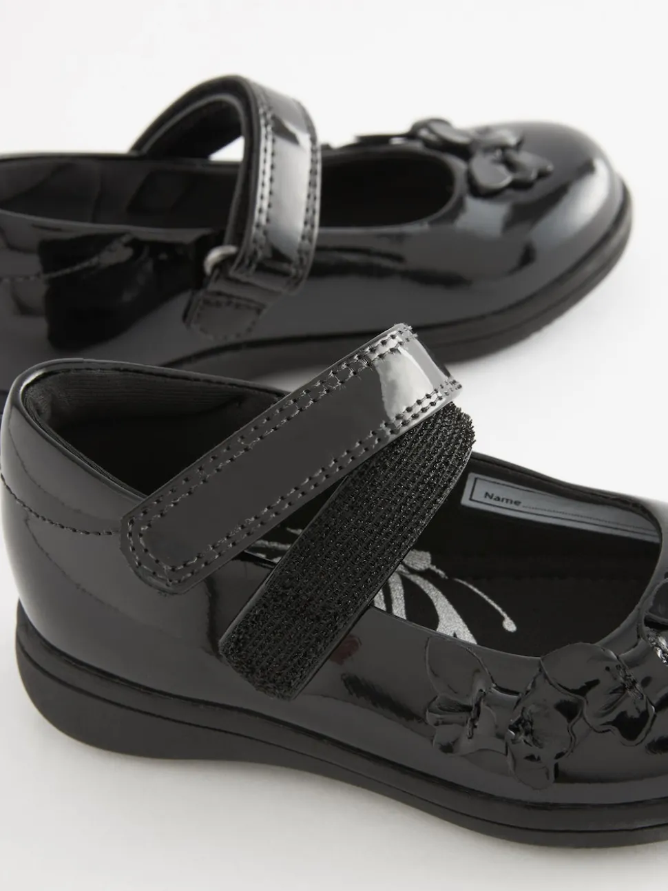 Black Patent Wide Fit (G) School Junior Butterfly Mary Jane Shoes