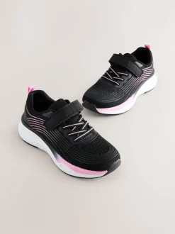 Black/Pink Elastic Lace-Up Trainers