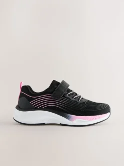 Black/Pink Elastic Lace-Up Trainers