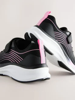 Black/Pink Elastic Lace-Up Trainers
