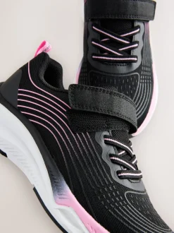 Black/Pink Elastic Lace-Up Trainers
