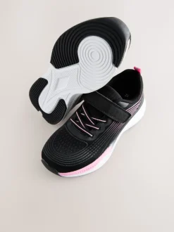 Black/Pink Elastic Lace-Up Trainers