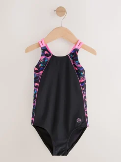 Black/Pink Double Strap Swimsuit (3-16yrs)