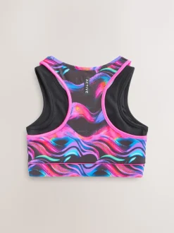 Black/Pink Wave Sports Crop Top (5-16yrs)