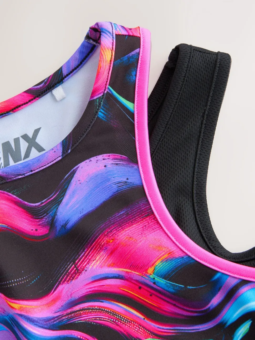 Black/Pink Wave Sports Crop Top (5-16yrs)