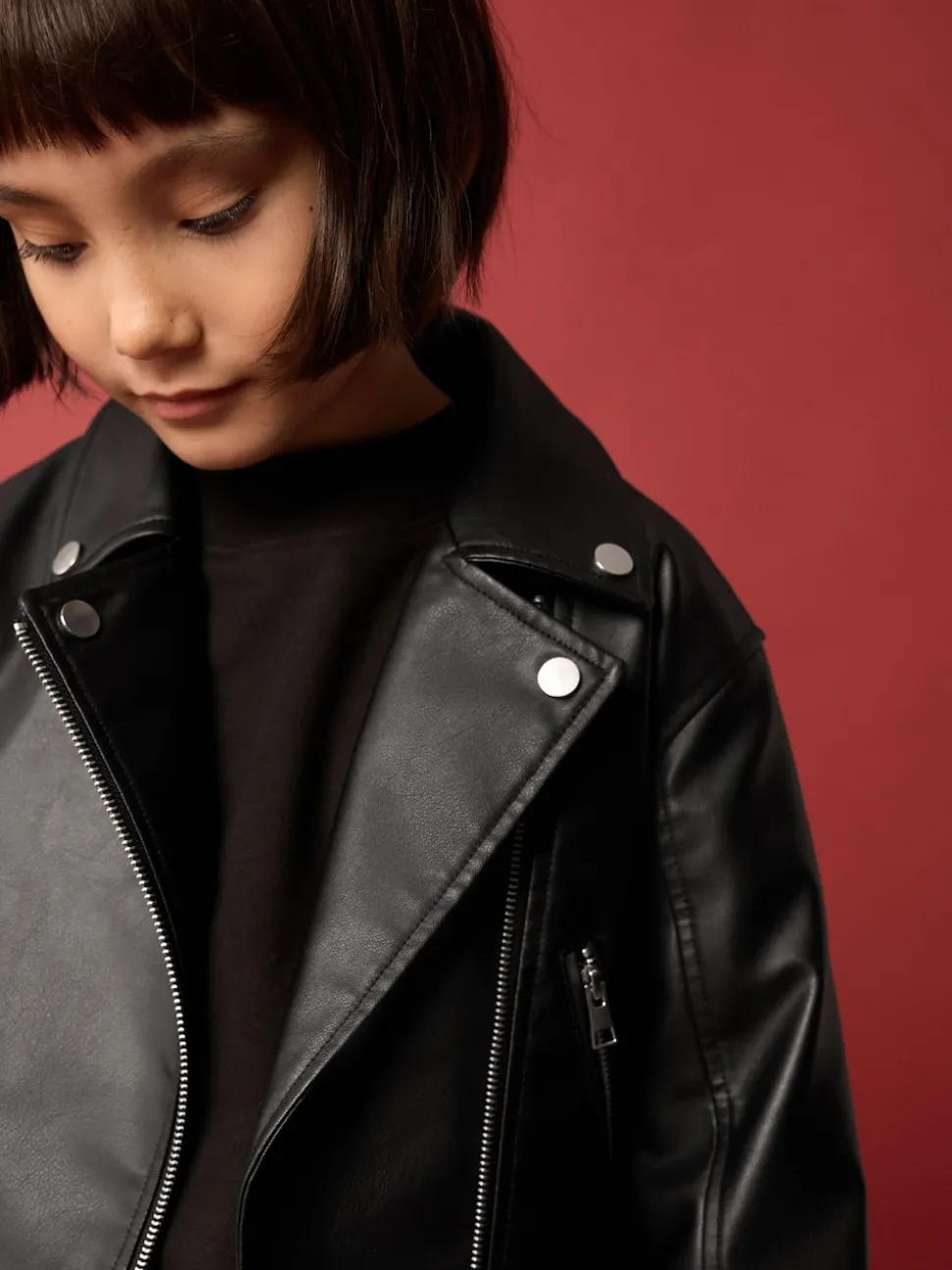 Black PU Biker Jacket (3-16yrs)