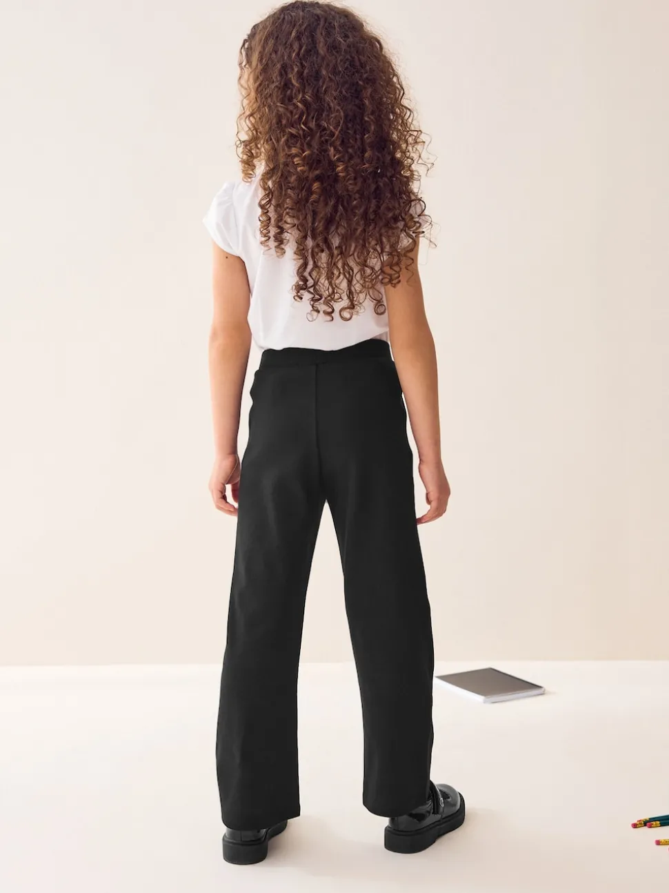 Black Pull-On Cotton Rich Stretch Flared School Trousers (3-17yrs)