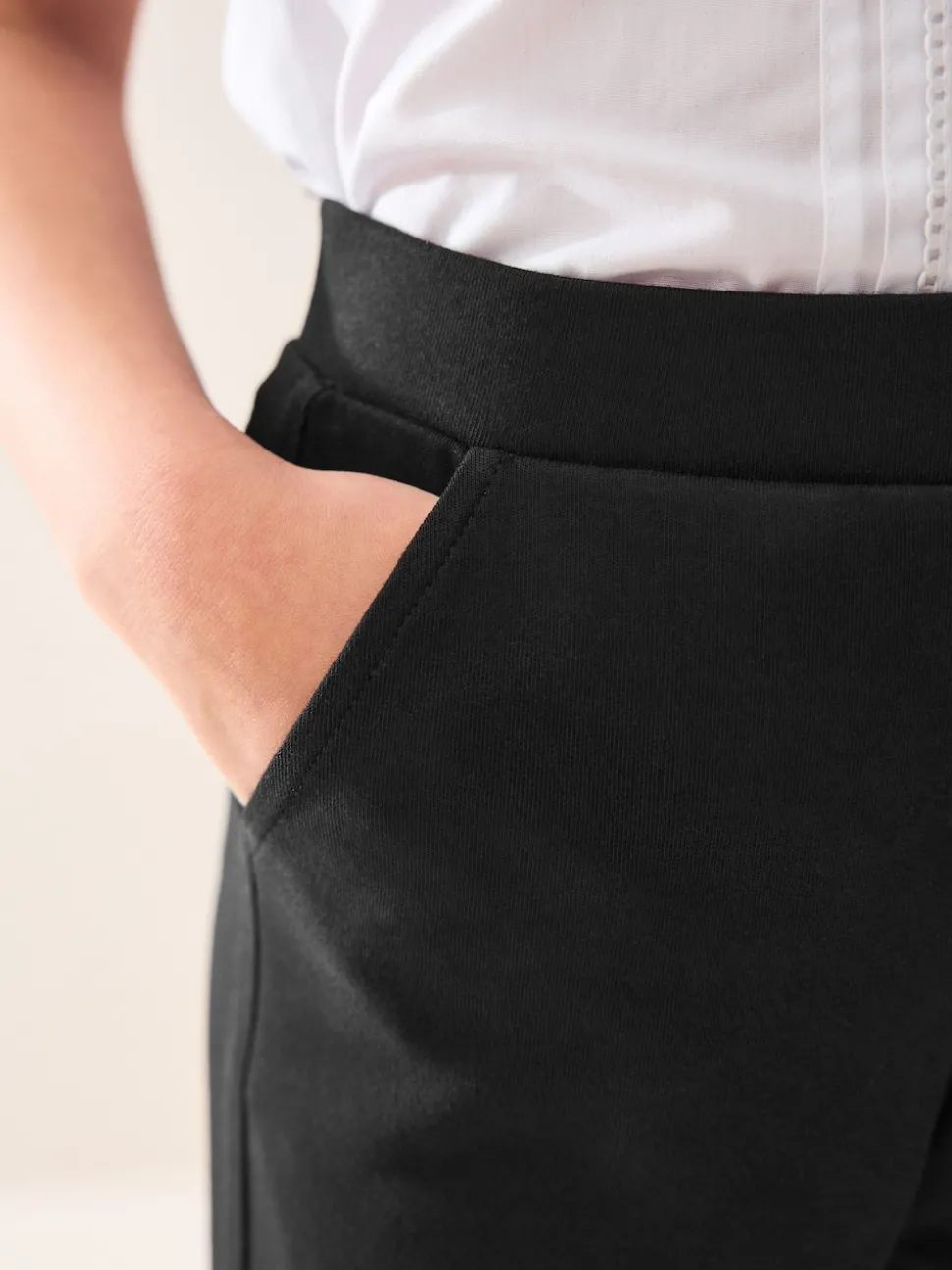Black Pull-On Cotton Rich Stretch Flared School Trousers (3-17yrs)