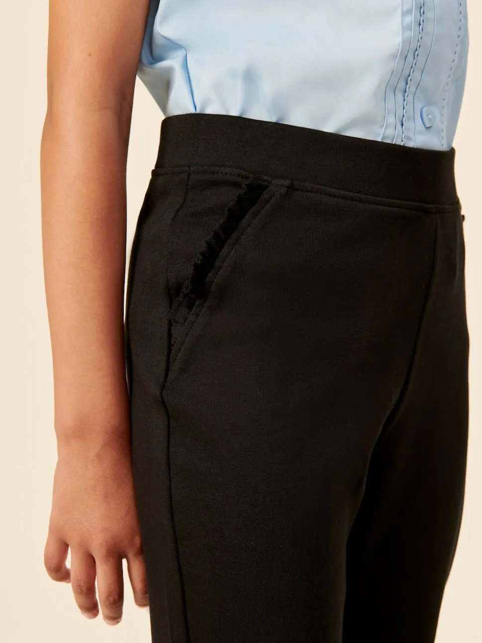 Black Pull-On Cotton Rich Stretch School Trousers (3-16yrs)