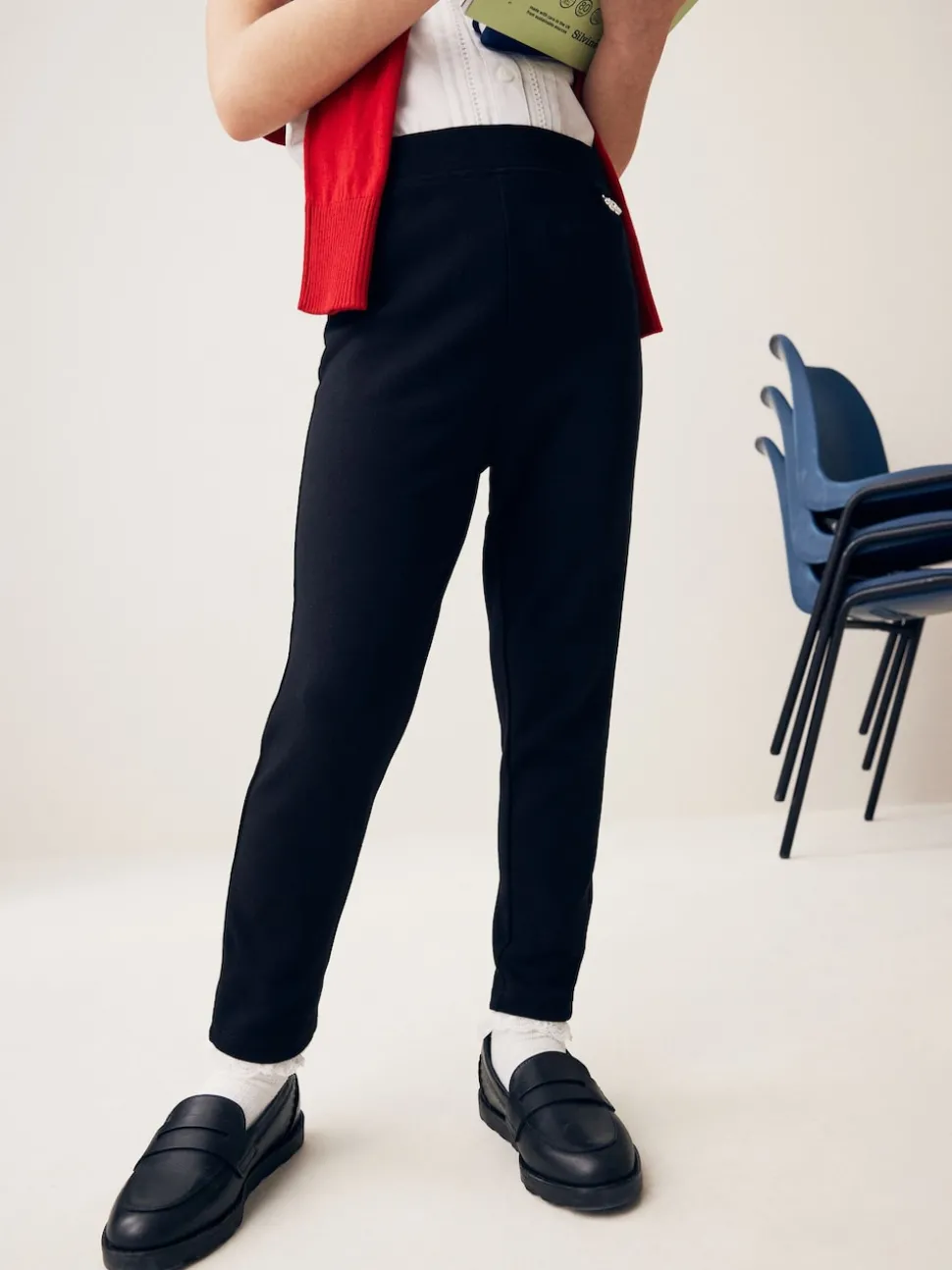 Black Pull-On Cotton Rich Stretch School Trousers (3-16yrs)