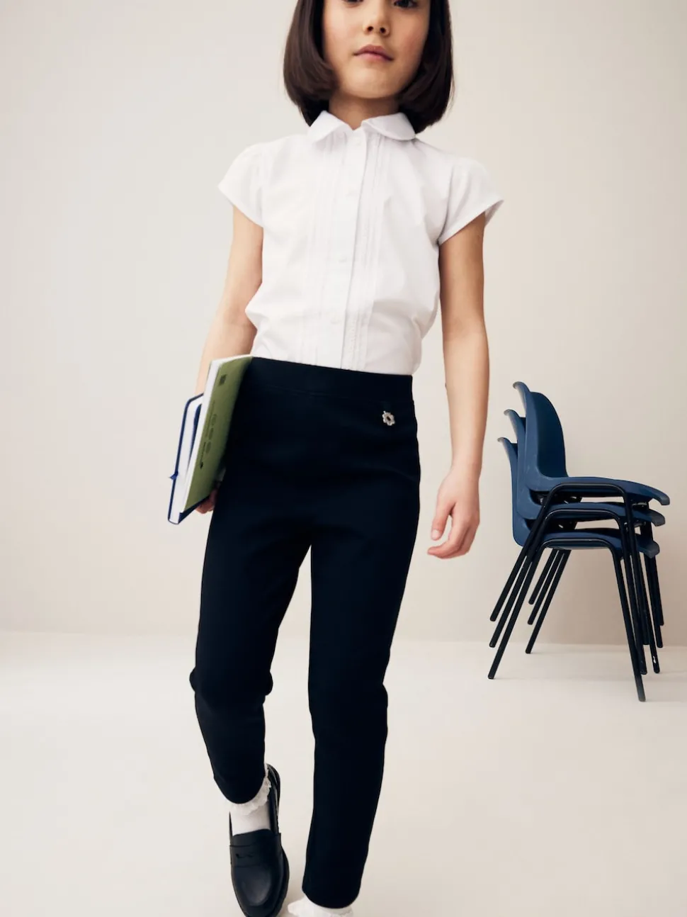 Black Pull-On Cotton Rich Stretch School Trousers (3-16yrs)