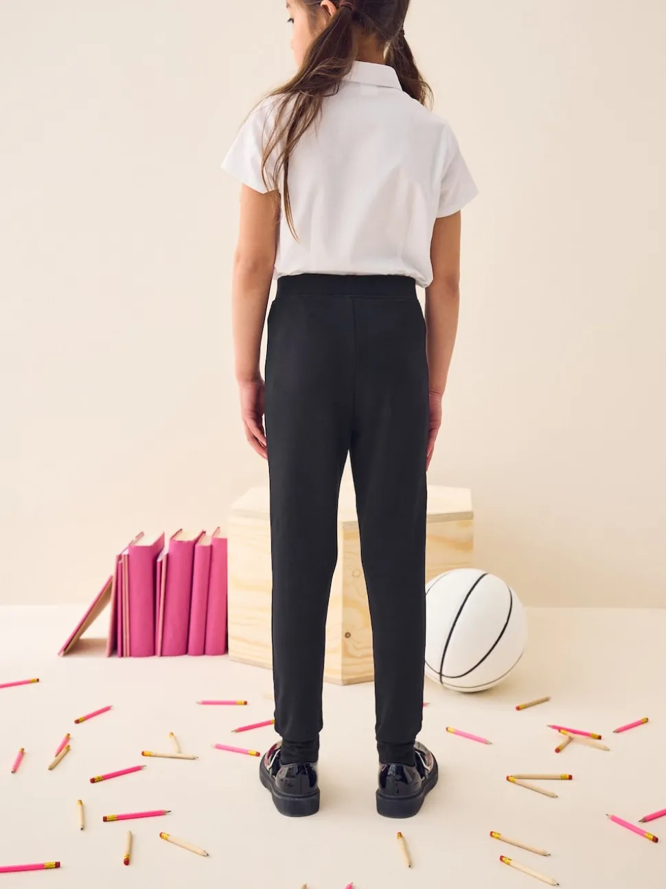 Black Pull-On Cotton Rich Stretch School Trousers (3-16yrs)