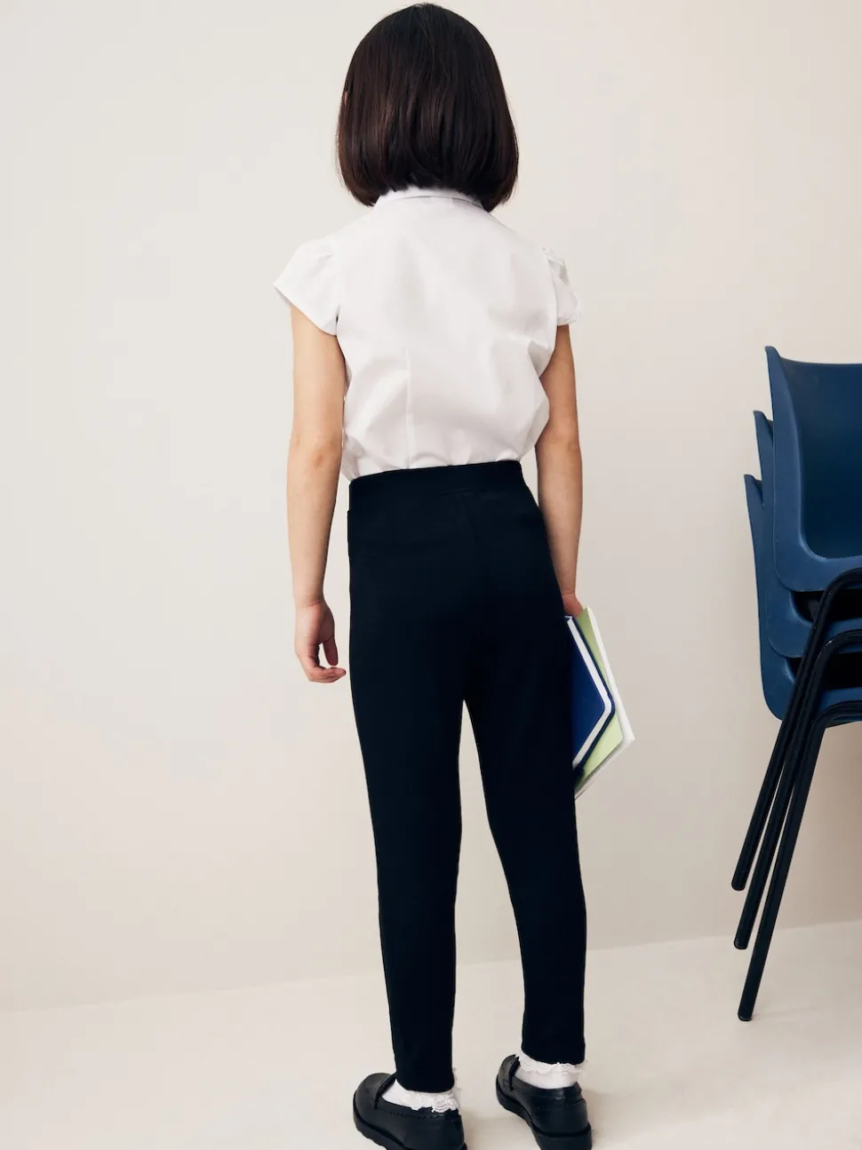 Black Pull-On Cotton Rich Stretch School Trousers (3-16yrs)