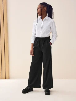 Black Pull-On Crepe Wide Leg Trousers (9-18yrs)