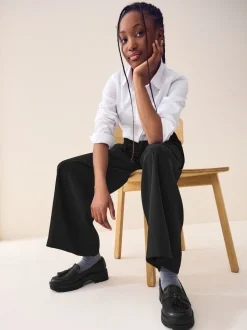 Black Pull-On Crepe Wide Leg Trousers (9-18yrs)
