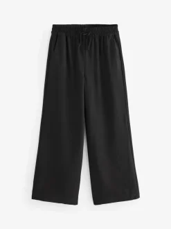 Black Pull-On Crepe Wide Leg Trousers (9-18yrs)