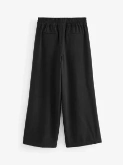 Black Pull-On Crepe Wide Leg Trousers (9-18yrs)