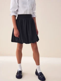 Black Pull-On Jersey Stretch Bubble Hem Skirt (3-17yrs)